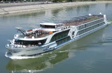 Exterior of the Jane Austen cruise ship sailing